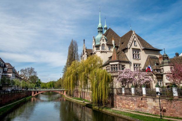 Canals lace through the historic center of Strasbourg in Alsace France