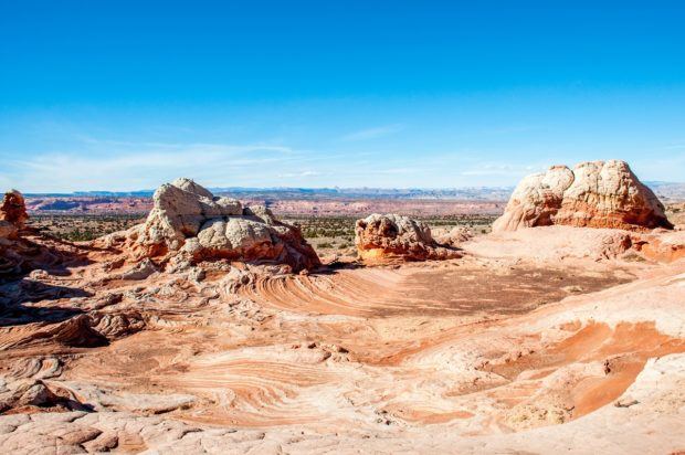 Travelers could spend days exploring the vast White Pocket rock formations in the Vermilion Cliffs National Monument (which is in Arizona, but is commonly believed to be White Pocket Utah due to where the visitor center is located in Kanab).