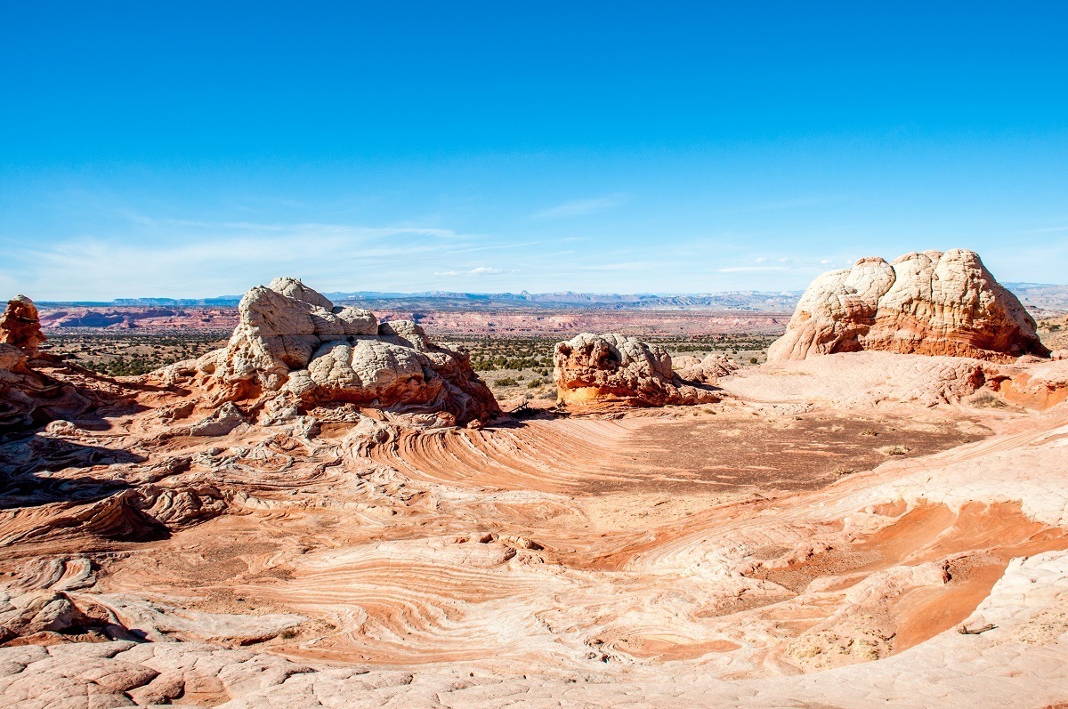 Travelers could spend days exploring the vast White Pocket rock formations in the Vermilion Cliffs National Monument (which is in Arizona, but is commonly believed to be White Pocket Utah due to where the visitor center is located in Kanab).