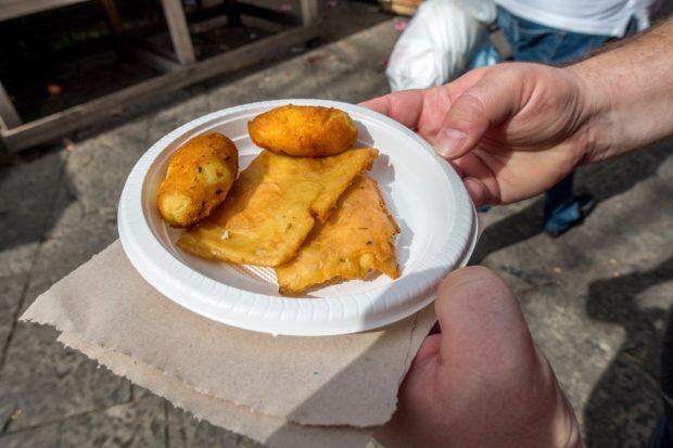 Crocche and panelle are common Palermo street food available in the city's historic food markets