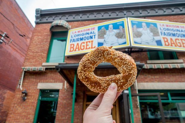 The bagels in Montreal Quebec Canada are sweeter than most other bagels. Try one at Fairmount Bagel or St-Viateur