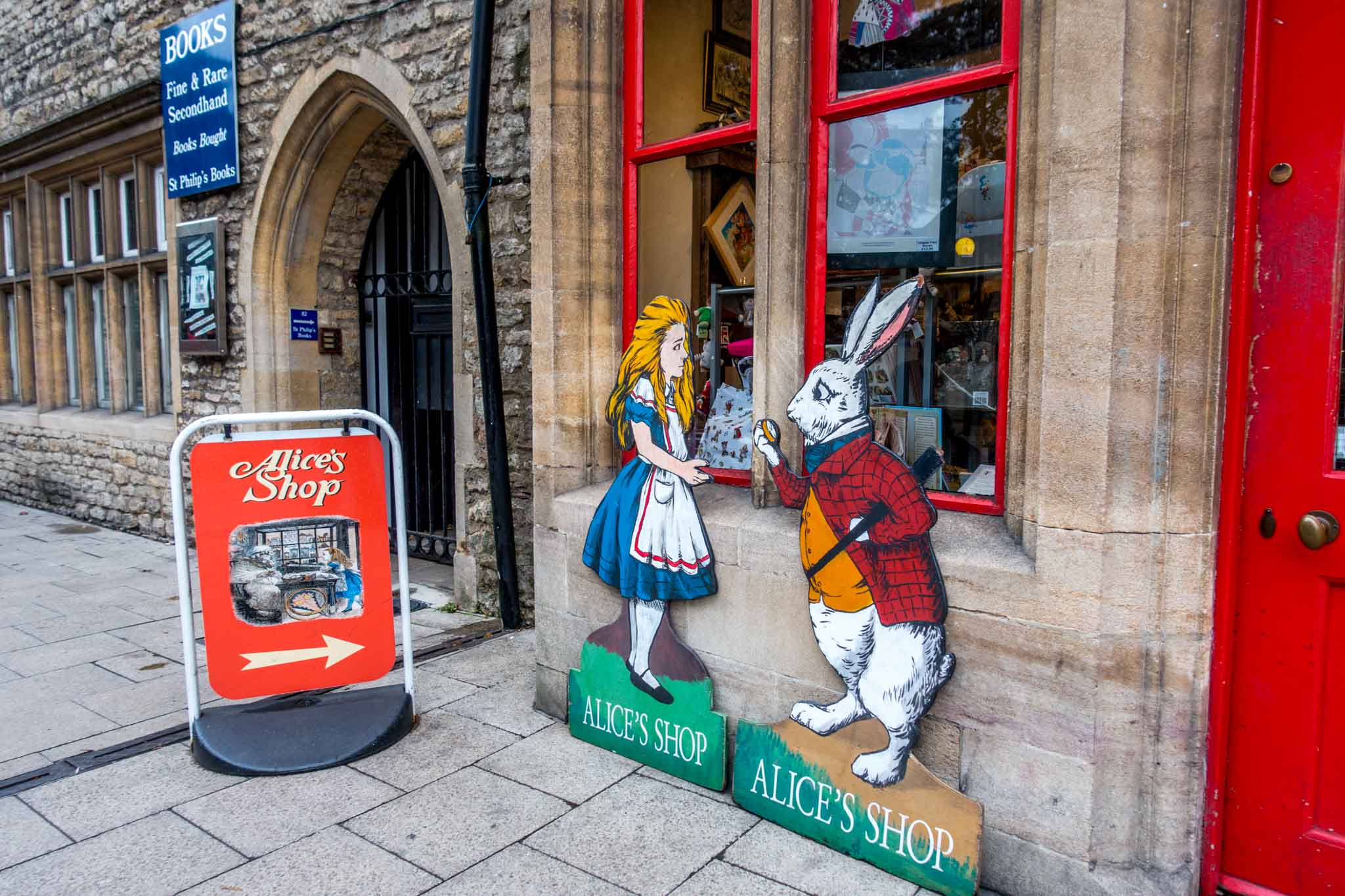 Signs and exterior of the Alice Shop, inspired by Alice in Wonderland