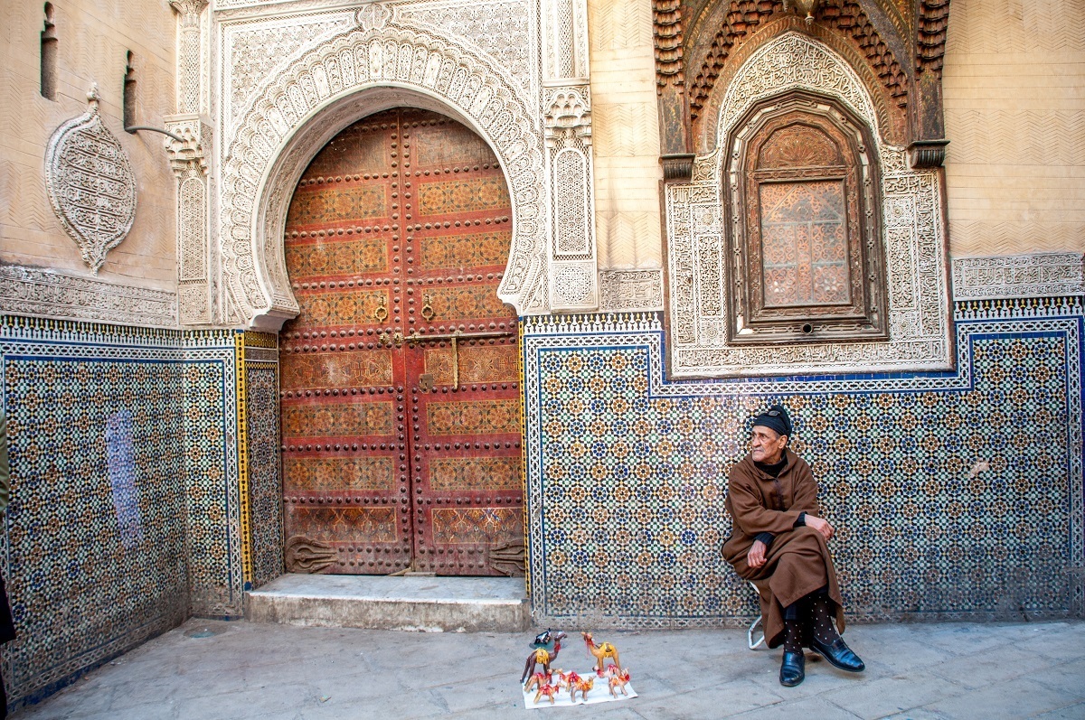 Man selling items in Fez medina