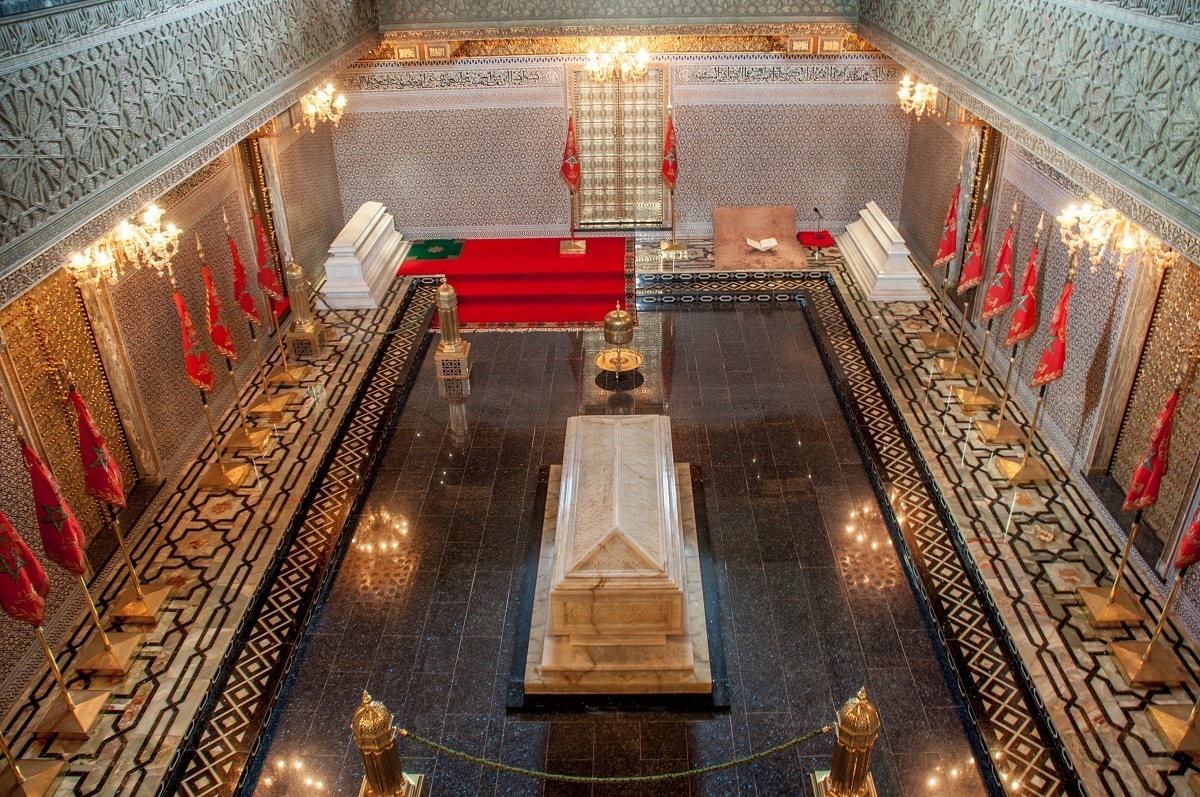 Marble tomb inside the Mausoleum of Mohammed in Rabat