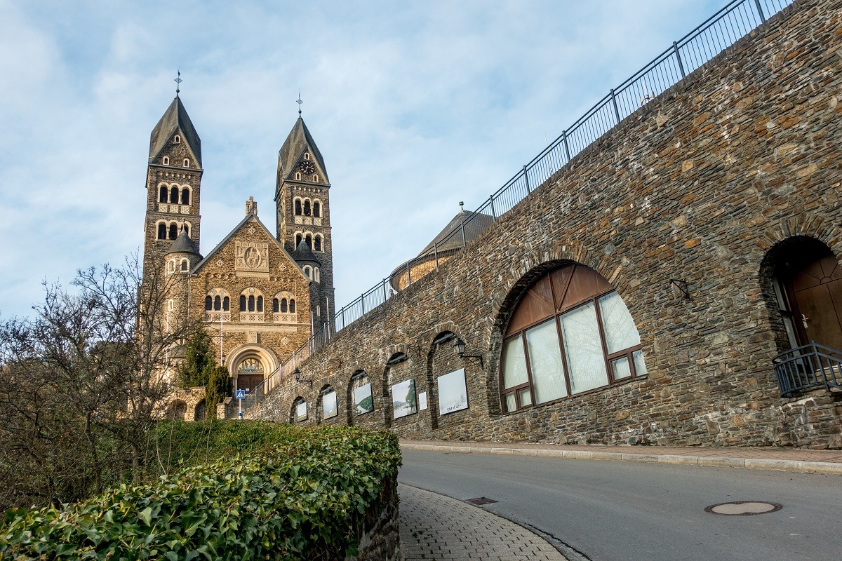 Parish church with two towers in Clervaux