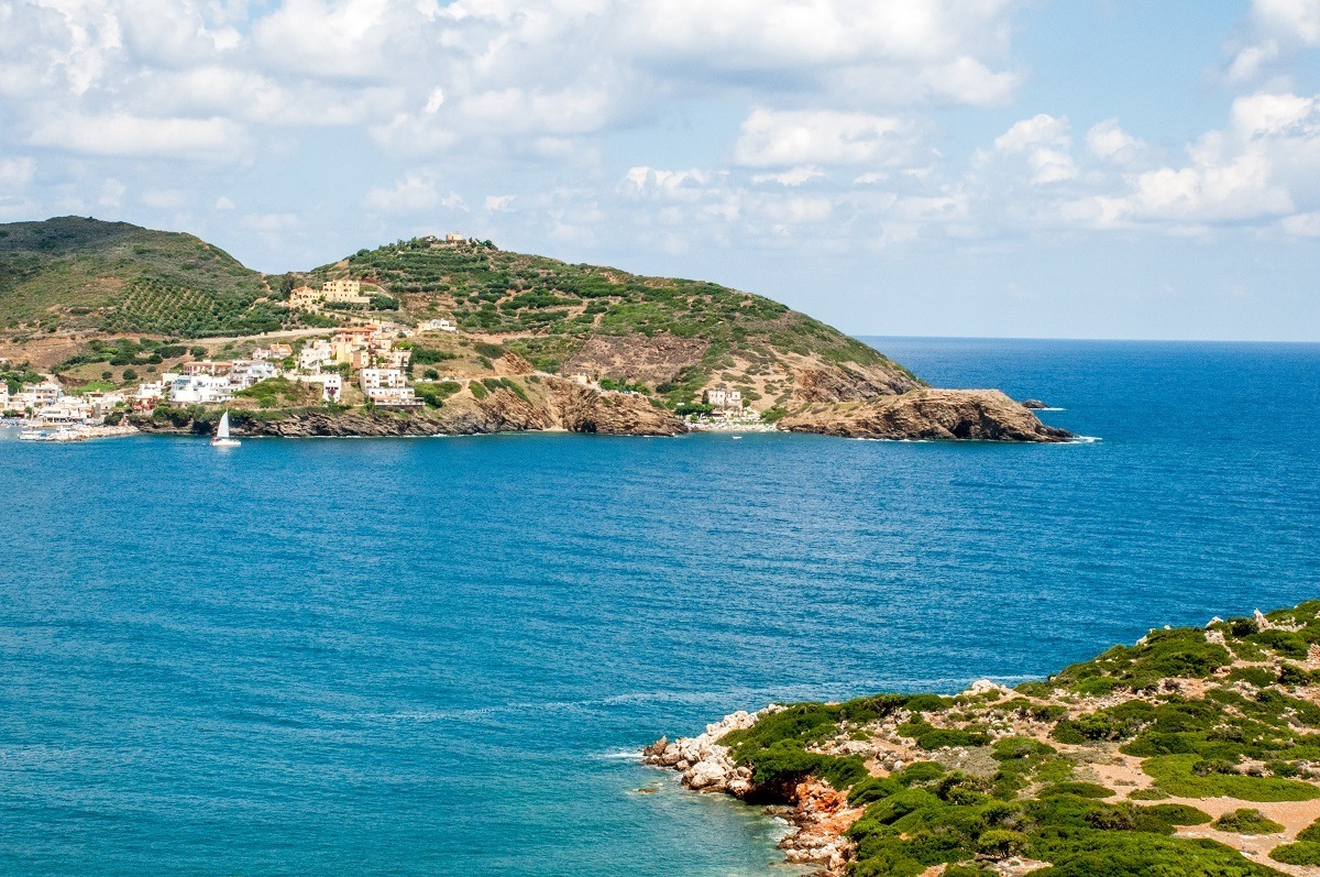 Land sloping into the ocean in Crete Greece
