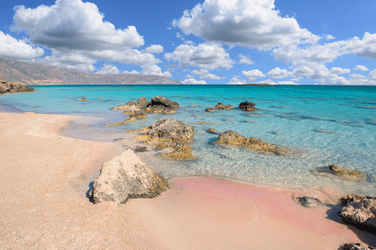 Pink Elafonisi Beach on Crete island Greece