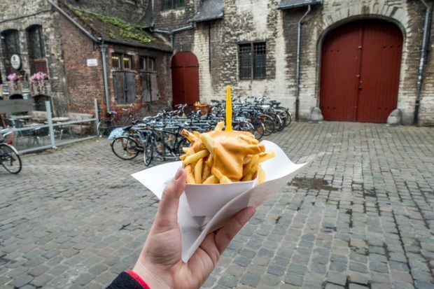 Try the frites stand near the Butchers' Hall during your one day in Ghent Belgium