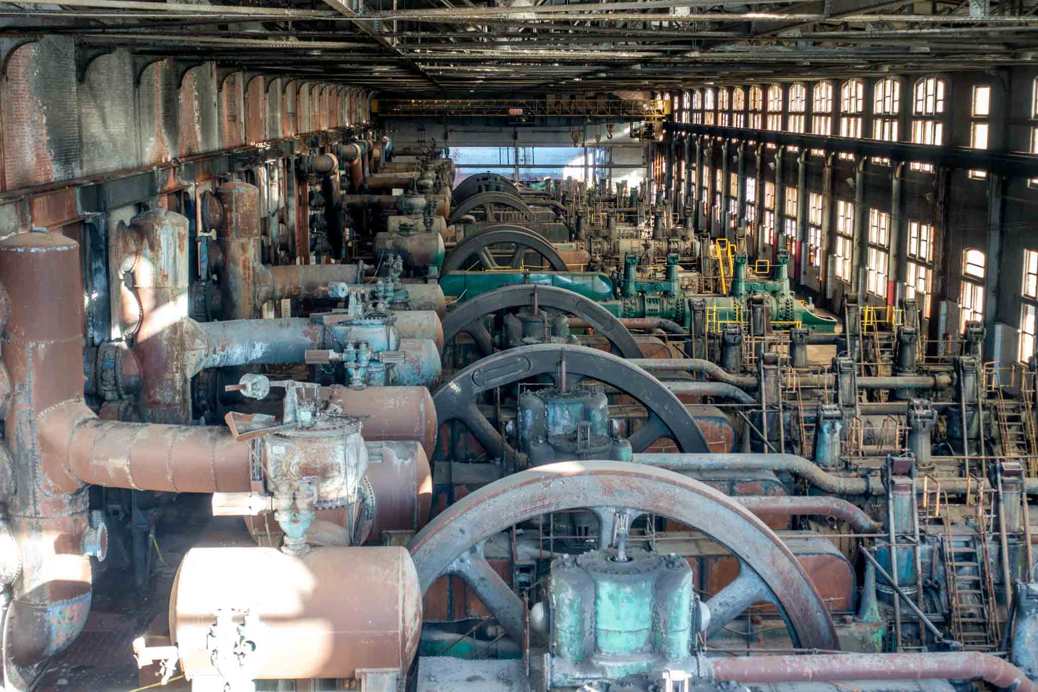 The massive blowing engines at the Steel Stacks in Bethlehem PA