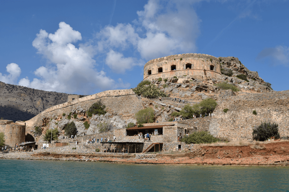 Stone fortress on hill on Spinalonga Island