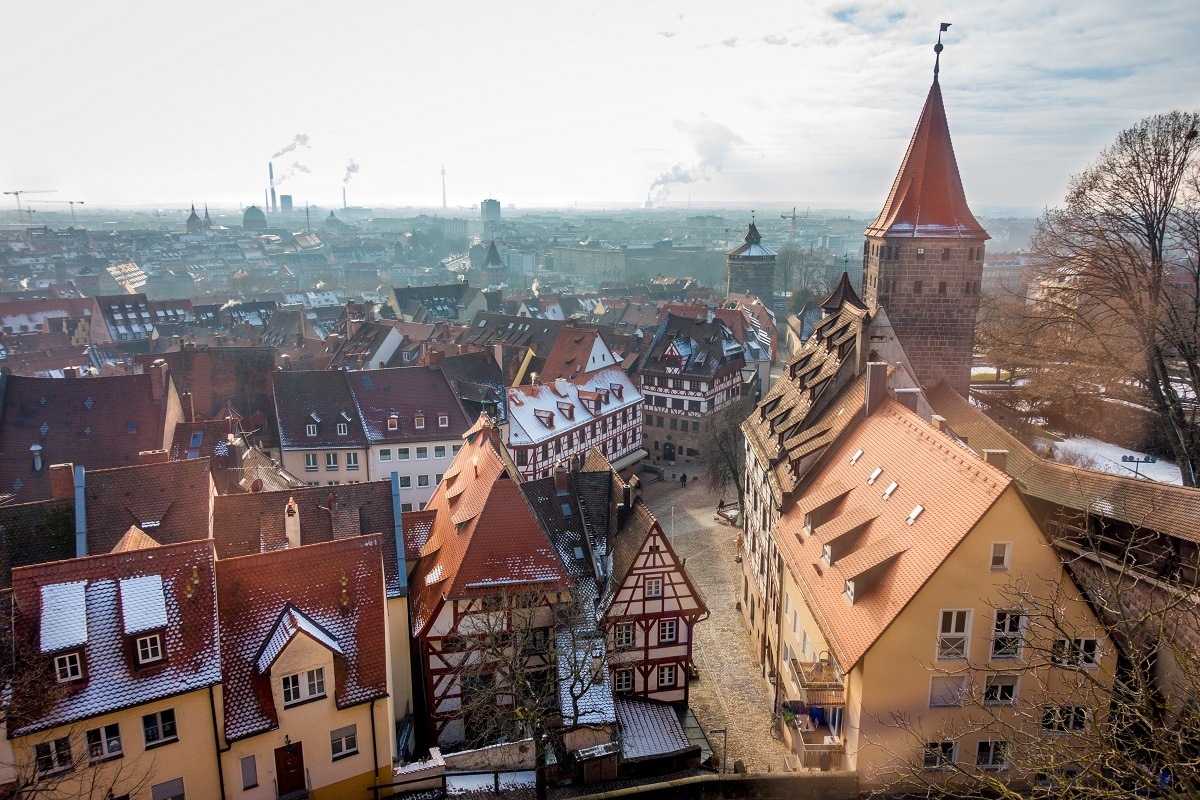 The Imperial Castle provides a gorgeous view over old town Nuremberg, Germany