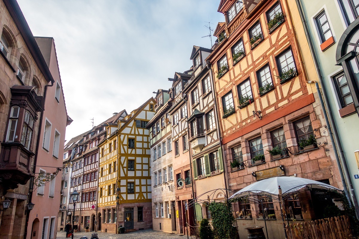 Medieval half-timbered buildings lining a street