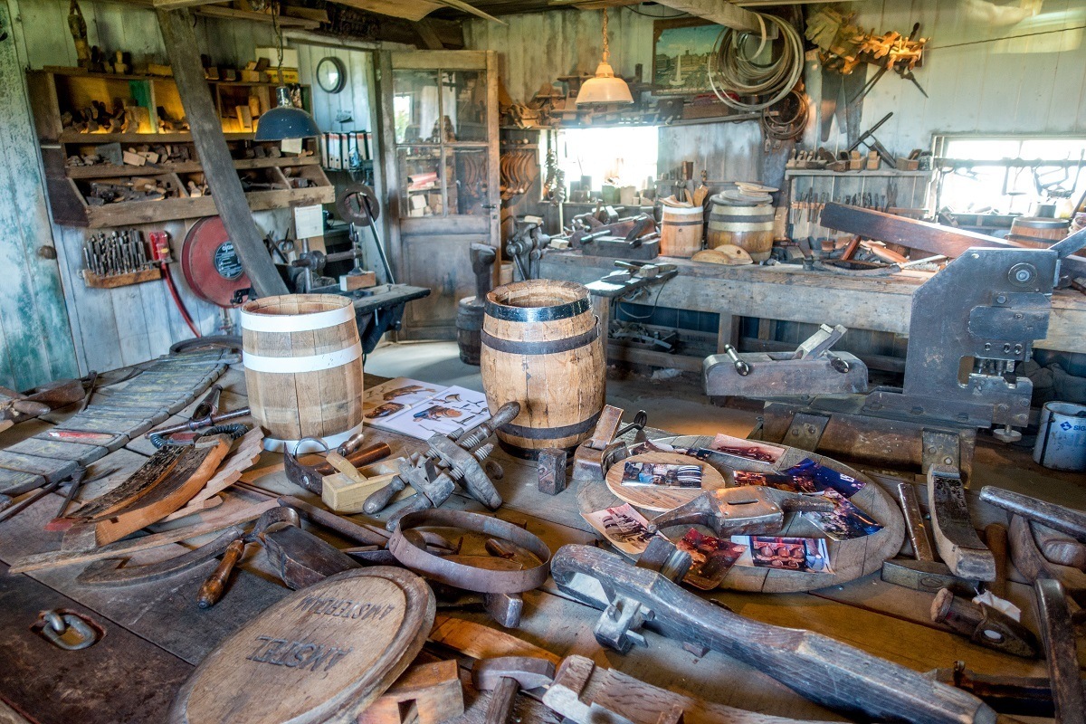 Barrel-making tools at the cooperage, one of the museums to see when you visit Zaanse Schans near Amsterdam