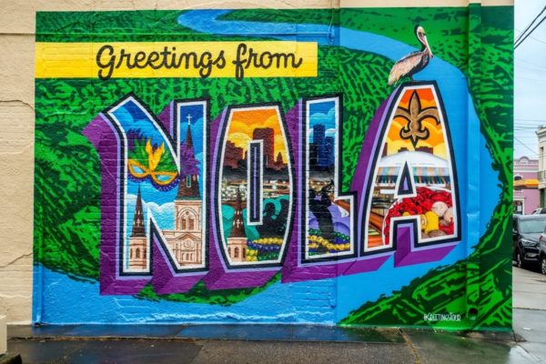 The Ideal Itinerary for 3 Days in New Orleans Greetings-from-NOLA-mural-New-Orleans
