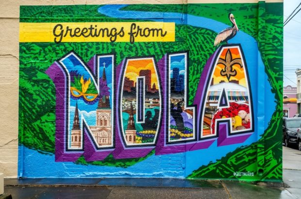 The Ideal Itinerary for 3 Days in New Orleans Greetings-from-NOLA-mural-New-Orleans