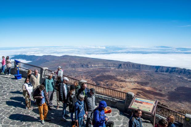 There can be long lines at the Teide upper station as people wait for the cable car back down the mountain.