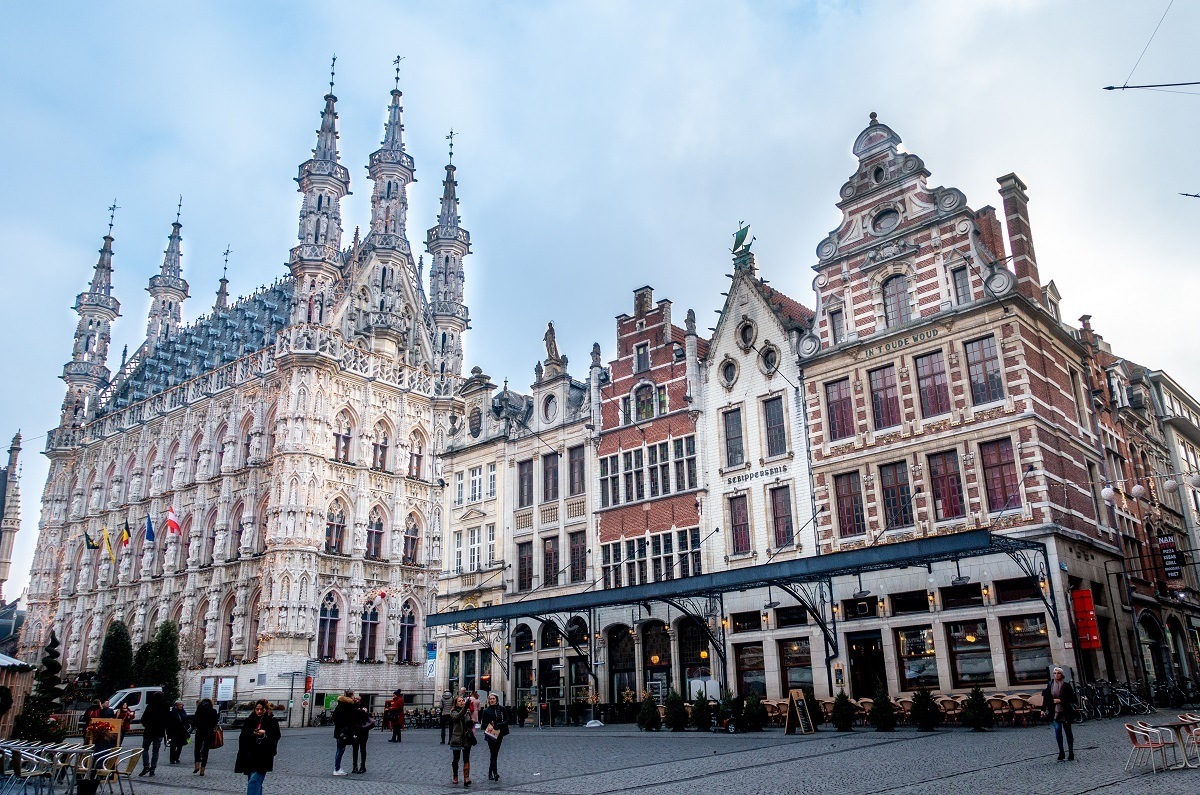Leuven's main market square ringed with buildings