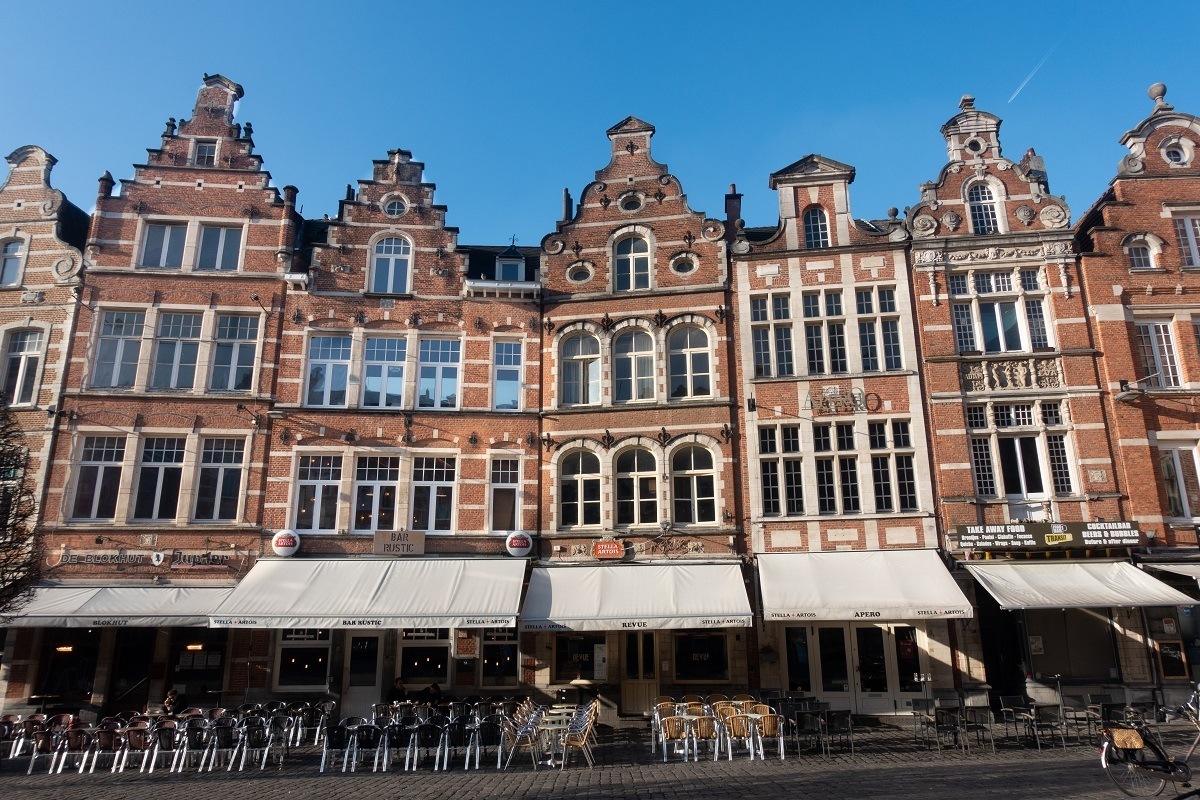 Row of cafes and bars