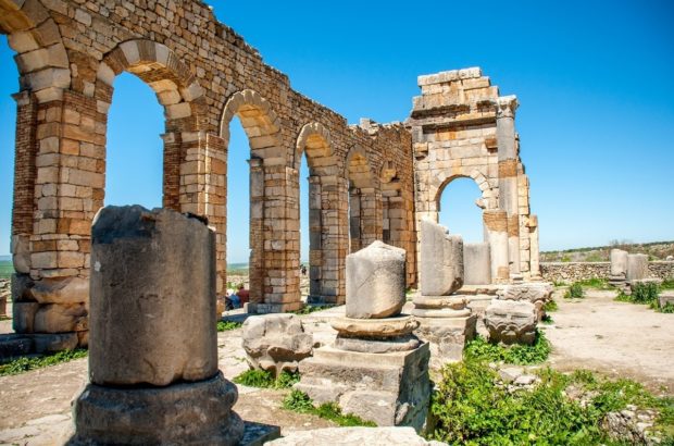 A Visit to the Ancient Roman Ruins of Volubilis The basilica at Volubilis, Roman ruins in Morocco