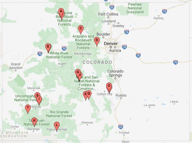Hot Springs Colorado map: The hot springs are all located in the Rocky Mountains. This hot springs in Colorado map shows the location of the springs, and you can see that there are hot springs clusters in different parts of the state.