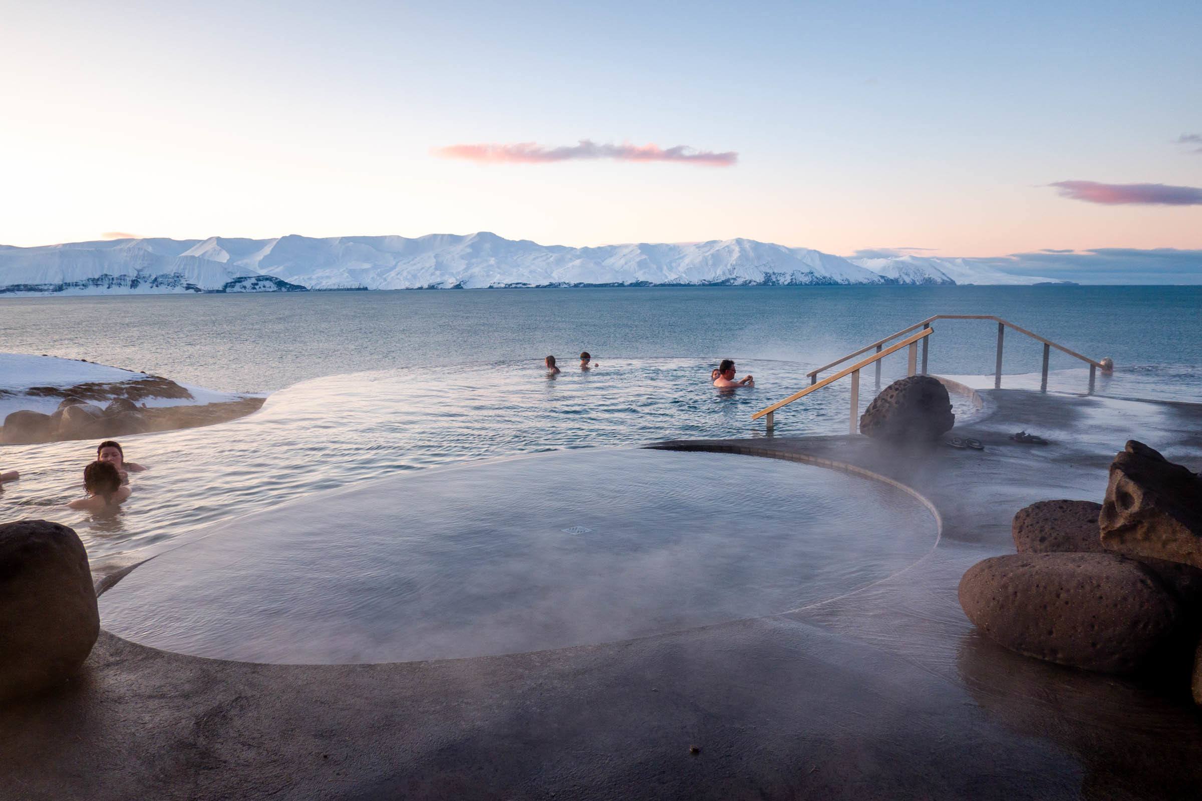 The GeoSea infinity pools are among the very best Iceland pools, both for their temperature and their beautiful views.