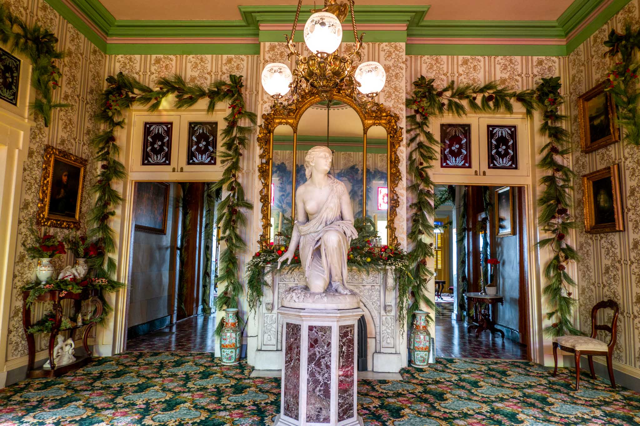 Ruth Gleaning, marble statue in the entryway at Belmont Mansion