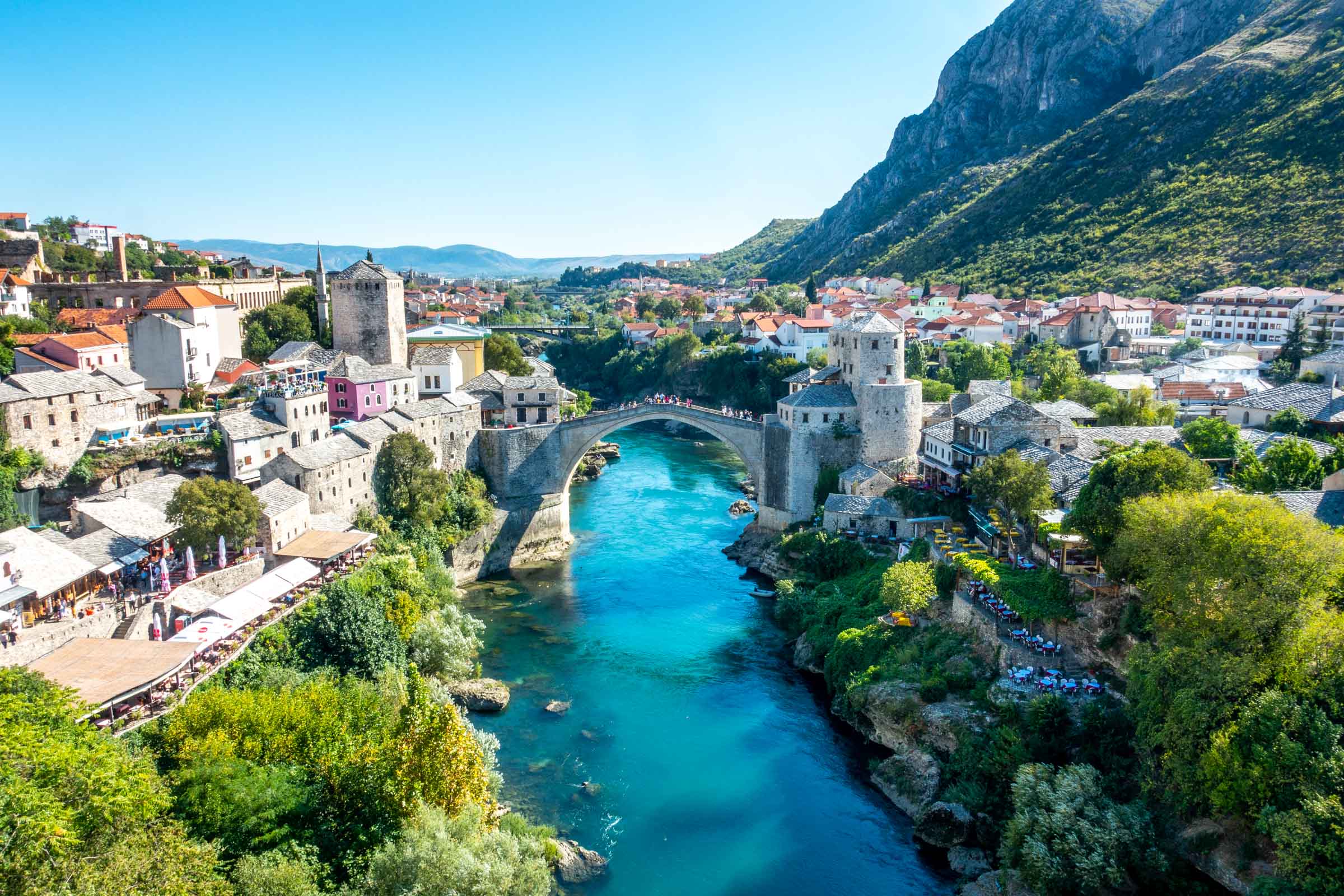 Stari Most bridge and Old Town Mostar, Bosnia and Herzegovina