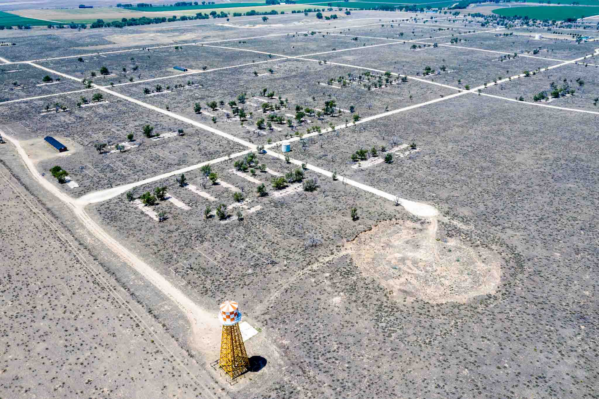 Aerial view of the Amache internment camp in Colorado