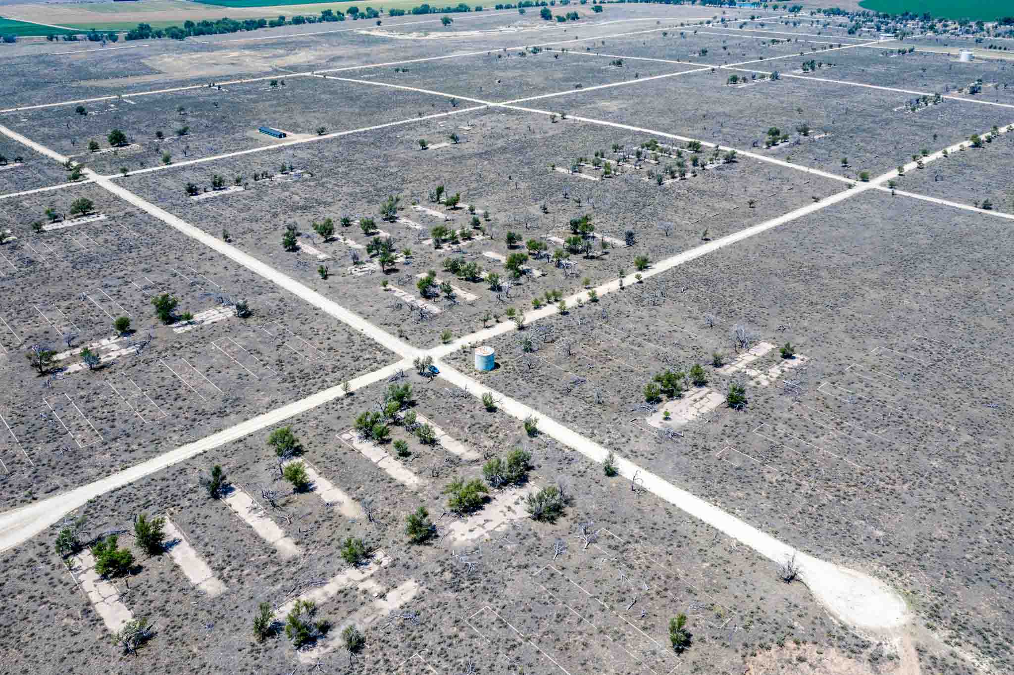 Aerial view of the remains of the Granada War Relocation Center