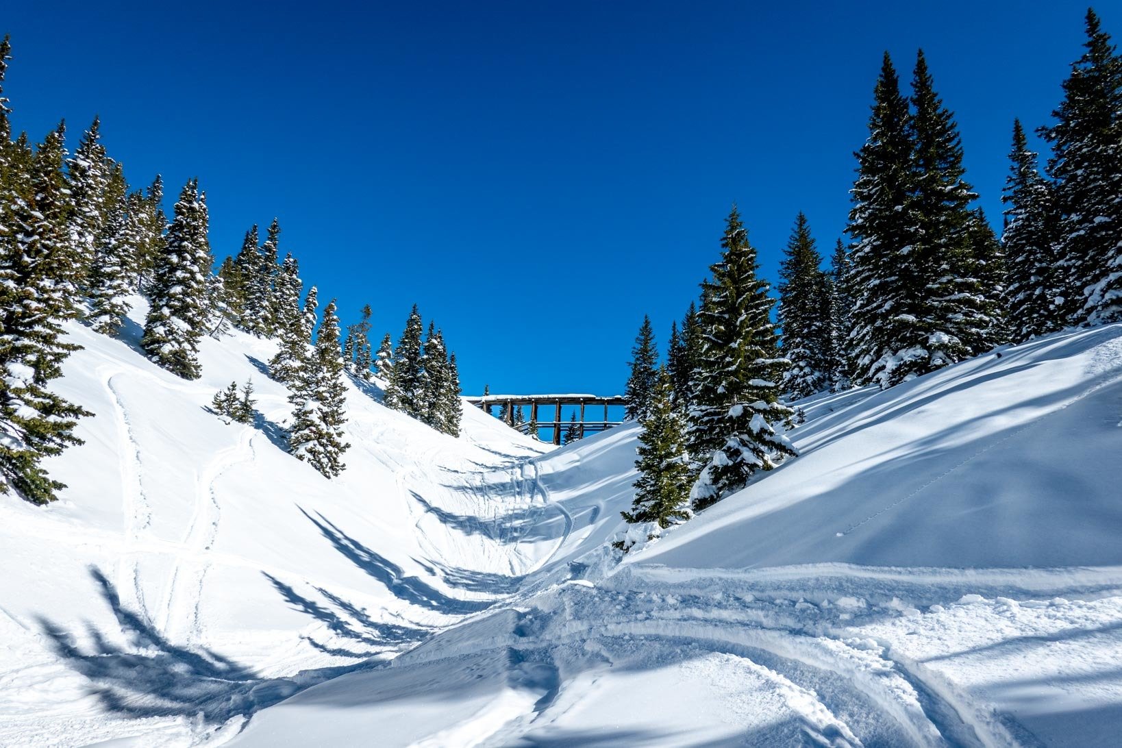 The old Rifle Sight Notch railroad trestle above Winter Park